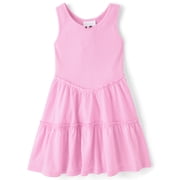 Girls Sleeveless Ribbed Tiered V-Waist Dress, Sizes XS-XXL