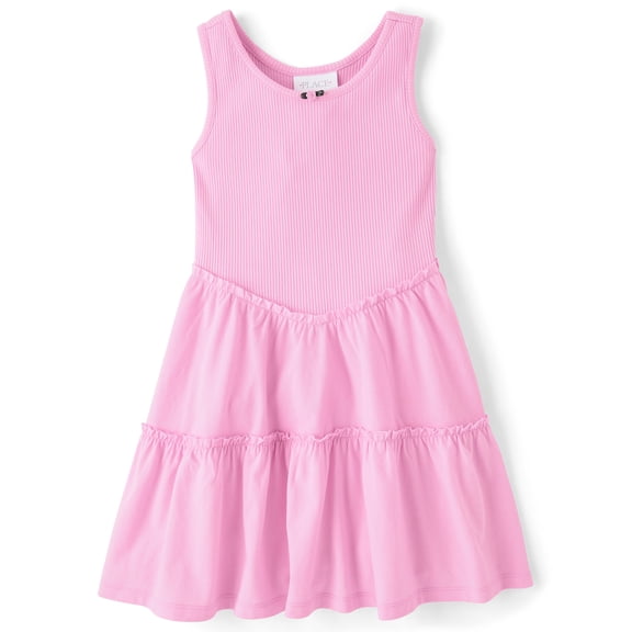 The Children's Place Girls Sleeveless Ribbed Tiered V-Waist Dress, Sizes XS-XXL