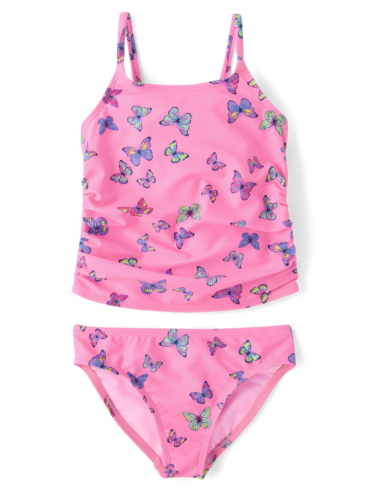 The Children's Place Girls Sleeveless Ruched Tankini Swimsuit, 2-Piece, Sizes XS-XXL