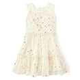 thumbnail image 1 of The Children's Place Girls Sleeveless Star Print Mesh Ruffle Dress, Sizes 4-16, 1 of 3