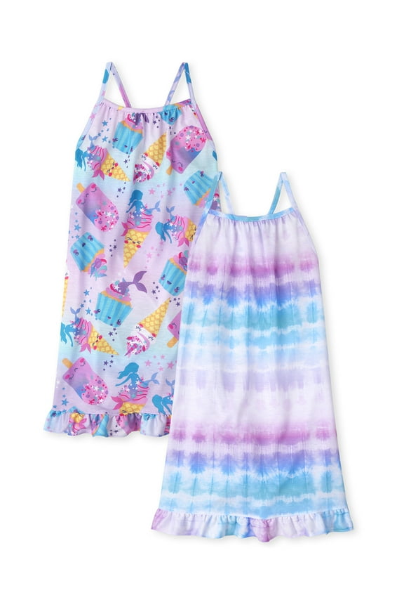 Girls Sleeveless Tie Dye Nightgown 2-Pack, Sizes 4-16