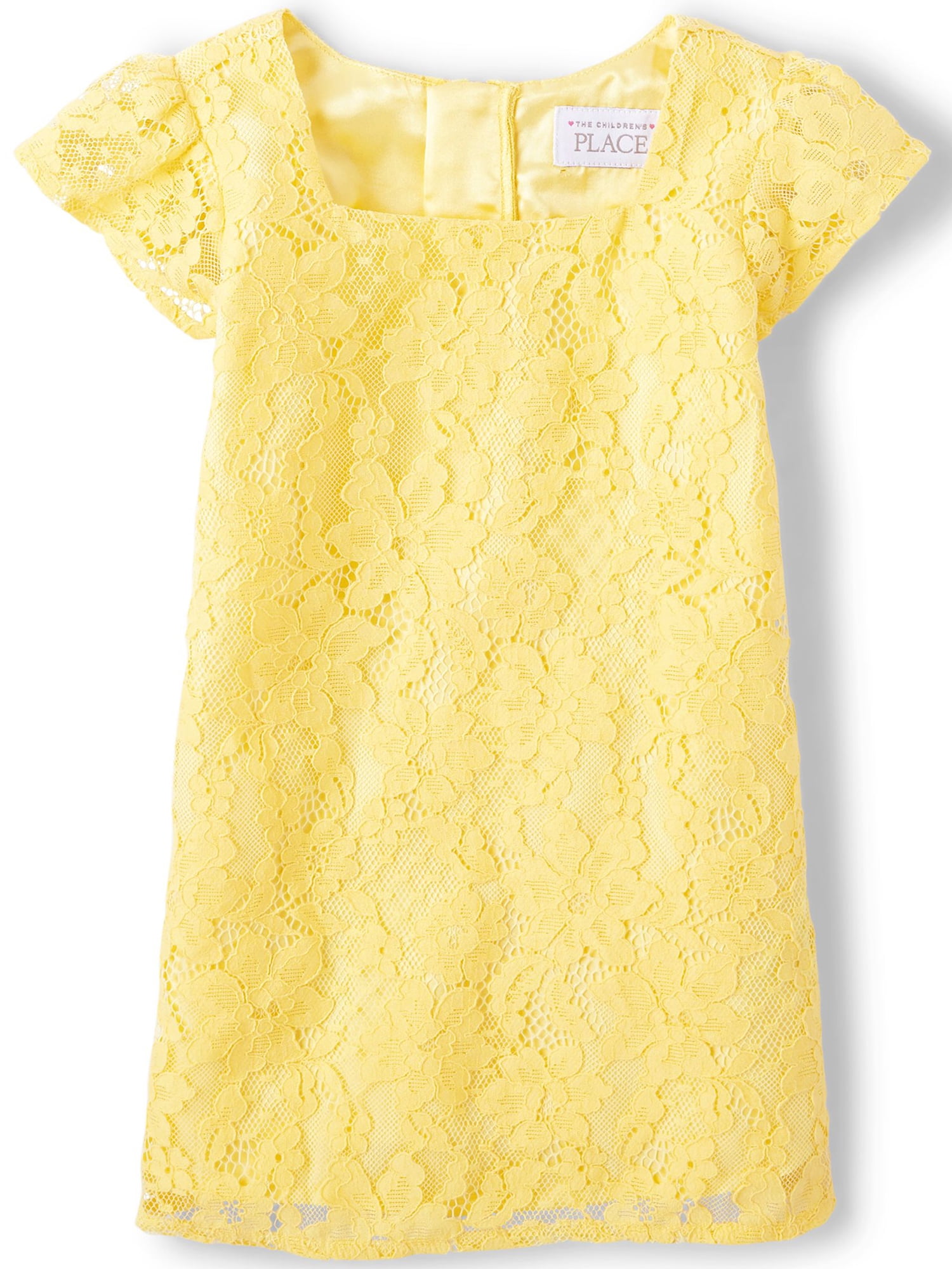 chinese dress ladies Yellow Floral Pom-Pom Lace Detail Shift Dress