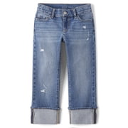 The Children's Place Girls Straight Fit Ripped Roll Cuff Jeans, Sizes 4-16