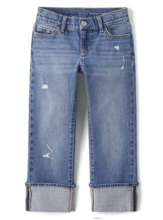 Girls' Stretchy Ripped Jeans - White Denim Frayed Pants For Kids Age 5-13 Years (A2Z 4 Kids)