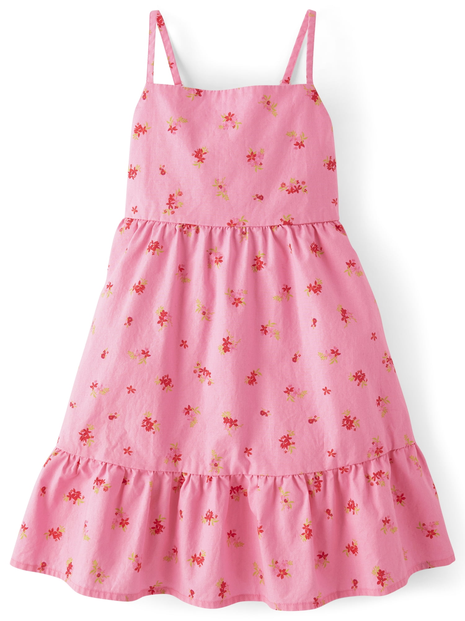 The Children's Place Girls Strappy Bow Back Poplin Tiered Dress, Sizes XS-XXL