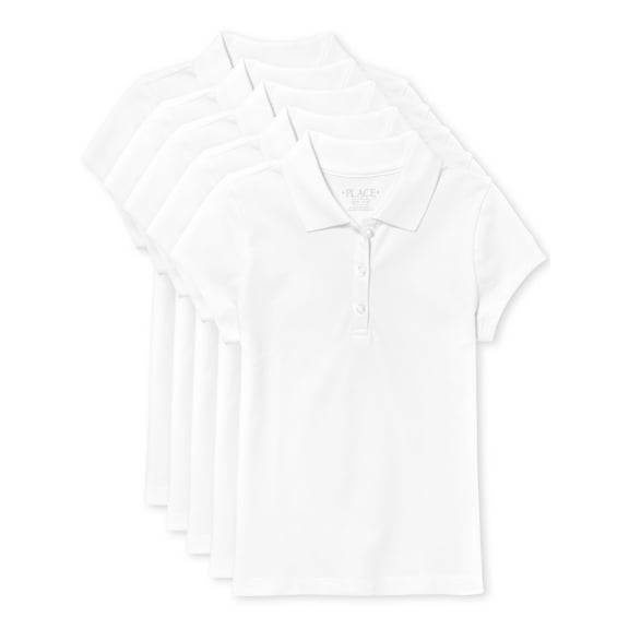 The Children's Place Girls Uniform Short Sleeve Pique Polo, 5-Pack, Sizes XS-XXL