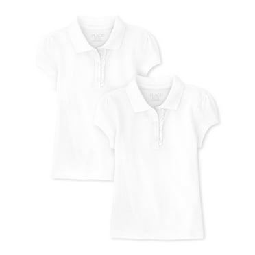 The Children's Place Girls Uniform Short Sleeve Ruffle Polo, 2-Pack, Sizes XS-XXL