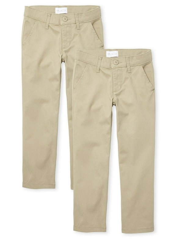 Girls Uniform Stretch Bootcut Chino Pant, 2-Pack, Sizes 4-18