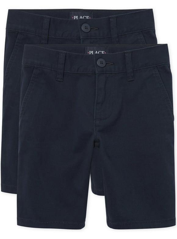 Girls Uniform Stretch Chino Shorts, 2-Pack, Sizes 4-16