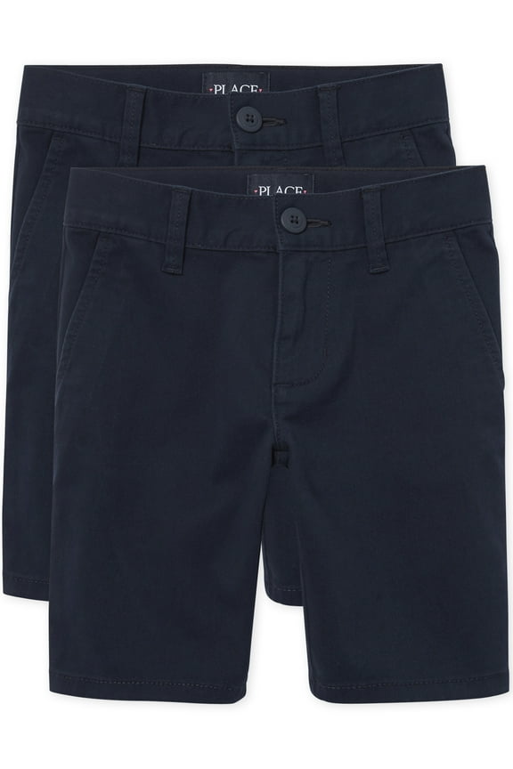 Girls Uniform Stretch Chino Shorts, 2-Pack, Sizes 4-16