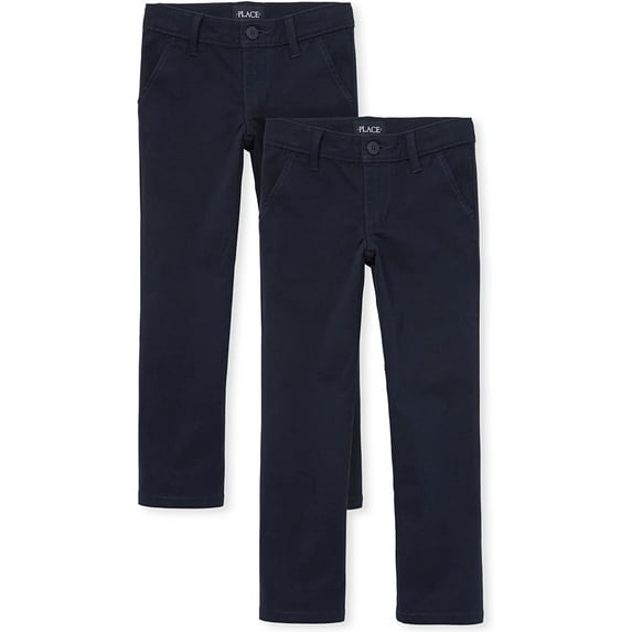 The Children's Place Girls Uniform Stretch Skinny Chino Pants, 2-Pack, Sizes 4-18