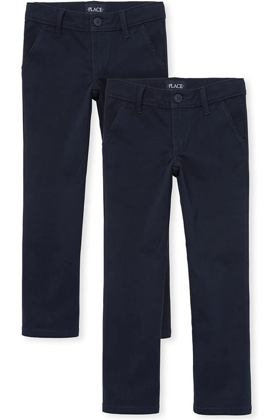 Girls Uniform Stretch Skinny Chino Pants, 2-Pack, Sizes 4-18