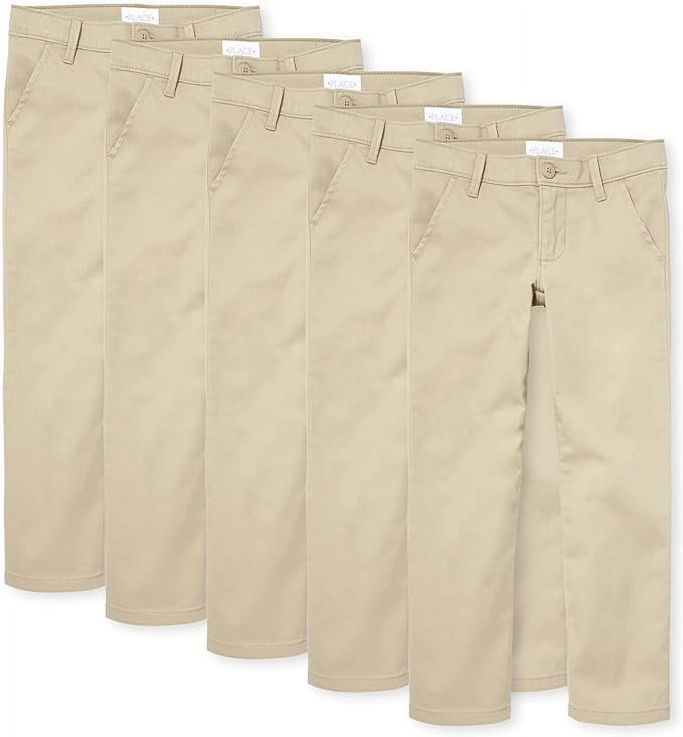 Girls' Uniform Stretch Skinny Chino Pants, Sandy 5-Pack, Size 18