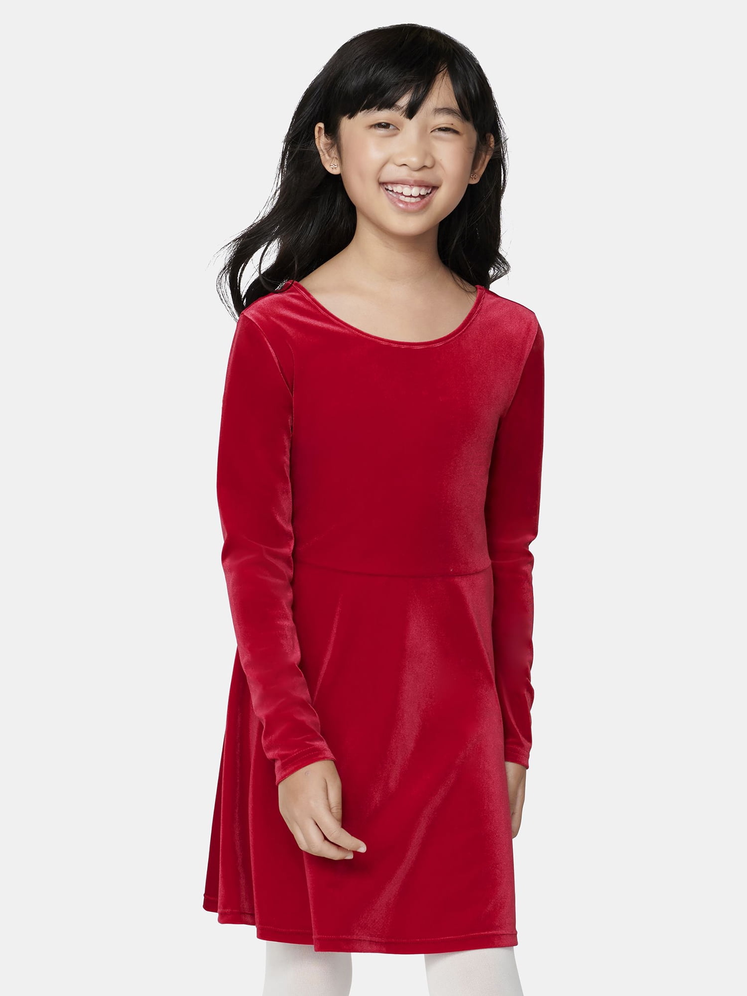The Children's Place Girls Long Sleeve Christmas Velour Skater Dress ...