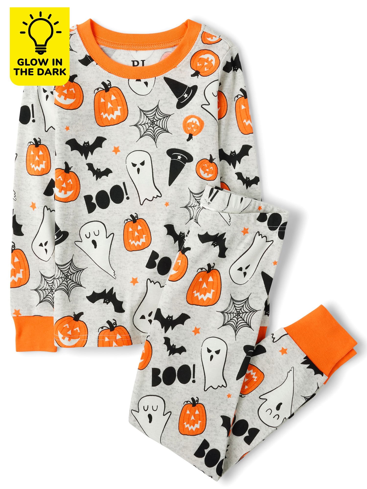 The Children's Place Baby, Toddler, & Kids Unisex Snug Fit Glow-in-the-Dark Halloween Cotton Pajamas, Sizes 12M-16
