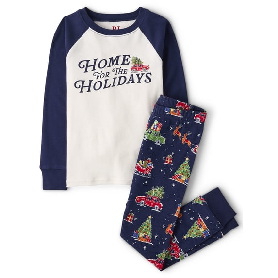 The Children's Place Kids Christmas Long Sleeve Home For The Holidays Snug Fit PJs, Sizes 4-16