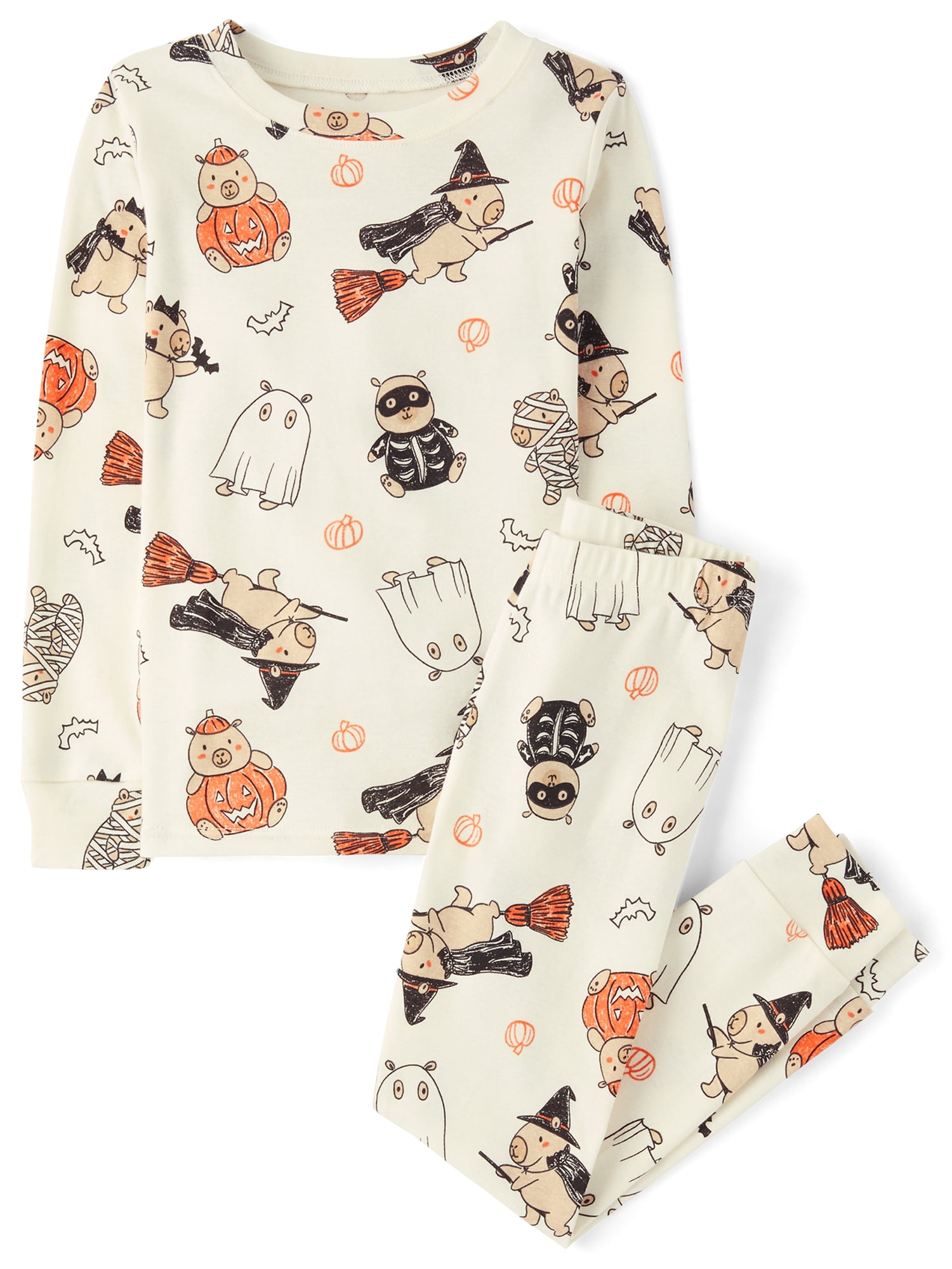 The Children's Place Kids Long Sleeve Halloween Capybara Snug Fit Cotton PJs, Sizes 4-16