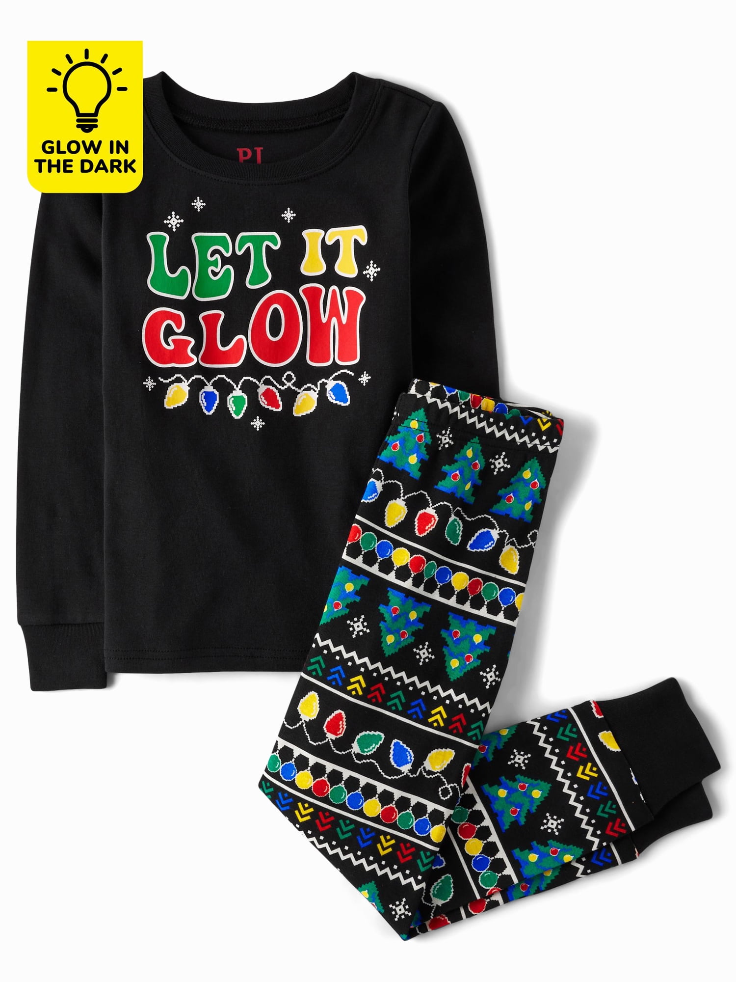 The Children s Place Kids Unisex Long Sleeve Glow in the Dark Lights Pajamas Sizes 4 16 Walmart
