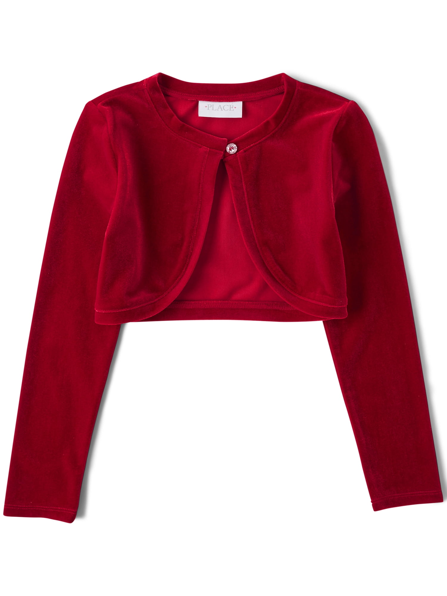 The Children's Place Long Sleeve Cropped Velour Button Shrug, Sizes XS-XXL