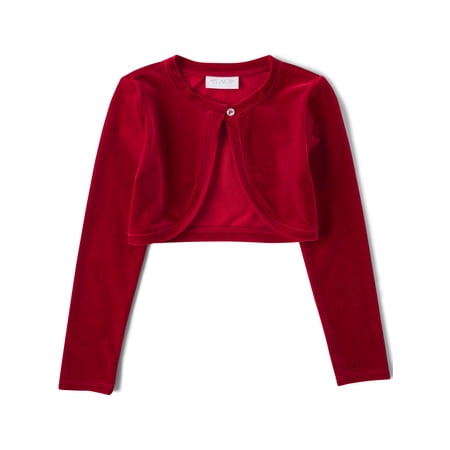 The Children's Place Long Sleeve Cropped Velour Button Shrug, Sizes XS-XXL