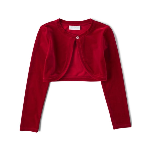 The Children's Place Long Sleeve Cropped Velour Button Shrug, Sizes XS-XXL