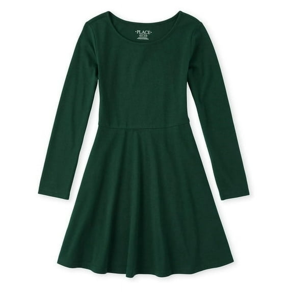 The Children's Place Long Sleeve Solid Knit Pleat Dress (Little Girls & Big Girls)