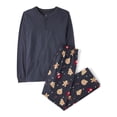 thumbnail image 1 of The Children's Place Men's Christmas Long Sleeve Gingerbread Cotton Henley PJs, Sizes XS-XXXL, 1 of 4