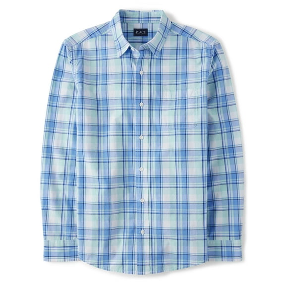 The Children's Place Men's Long Sleeve Button Up Shirt, Sizes M-XXXL