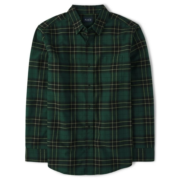 The Children's Place Matching Dad Long Sleeve Button Up Shirt, Adult Sizes S-XXXL