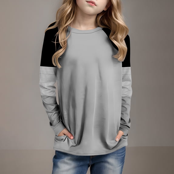 The Children's Place Motion Fashionable And Cute Round Neck Long Sleeved Gray 11 Years