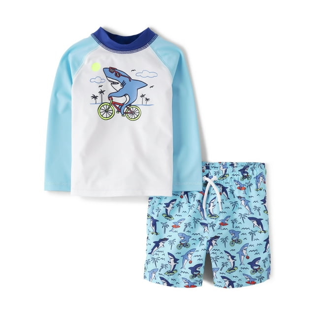 The Children's Place Baby Toddler Long Sleeve Swimsuit Set, 2Piece