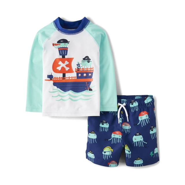 The Children's Place Baby Toddler Long Sleeve Swimsuit Set, 2Piece