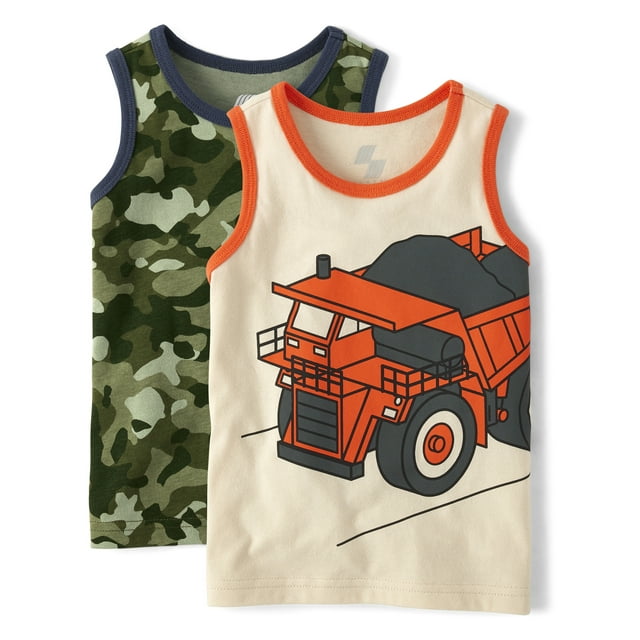 The Children's Place Toddler Boys Sleeveless Camo Tank Top, 2Pack
