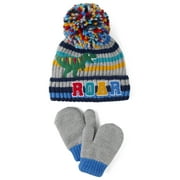 The Children's Place Toddler Boys PomPom Hat and Mittens, 2-Piece Set, Sizes 2T-5T