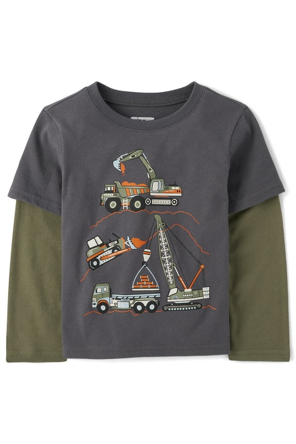 Toddler Boys Long Sleeve 2-in-1 Graphic Top, Sizes 6M-5T