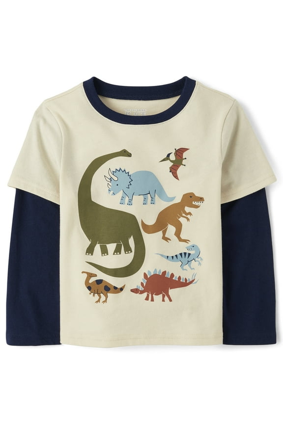 Toddler Boys Long Sleeve 2-in-1 Graphic Top, Sizes 6M-5T