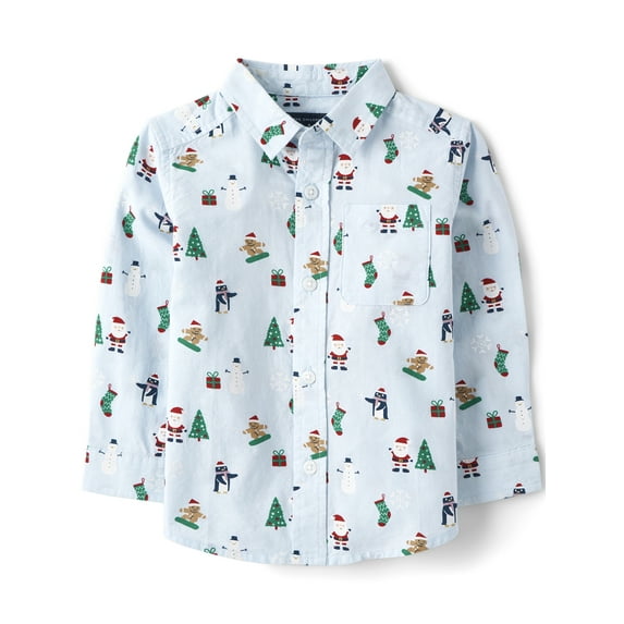 The Children's Place Toddler Boys Long Sleeve Button-up Shirt, Sizes 12M-5T