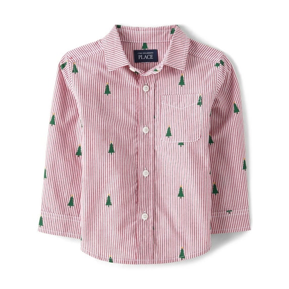 The Children's Place Toddler Boys Long Sleeve Button-up Shirt, Sizes 12M-5T