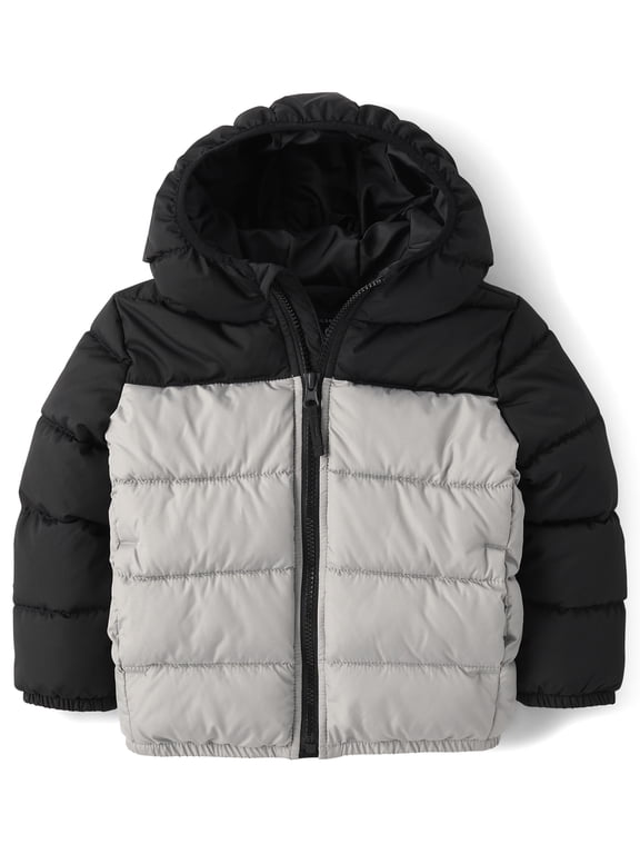 Toddler Boys Long Sleeve Colorblock Hooded Puffer Jacket, Sizes 12M-5T