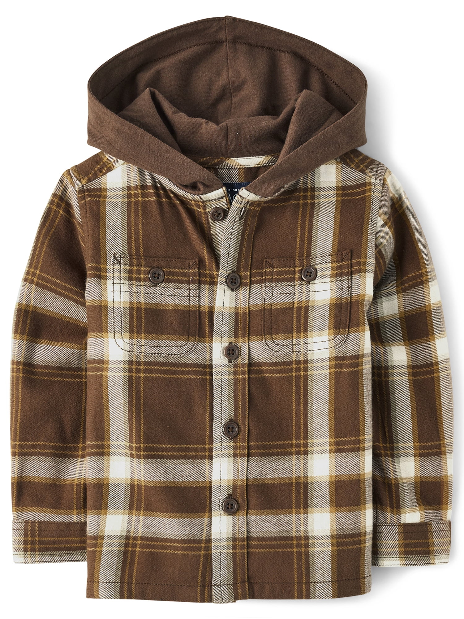 The Children's Place Toddler Boys Long Sleeve Plaid Hoodie, Sizes 6M-5T