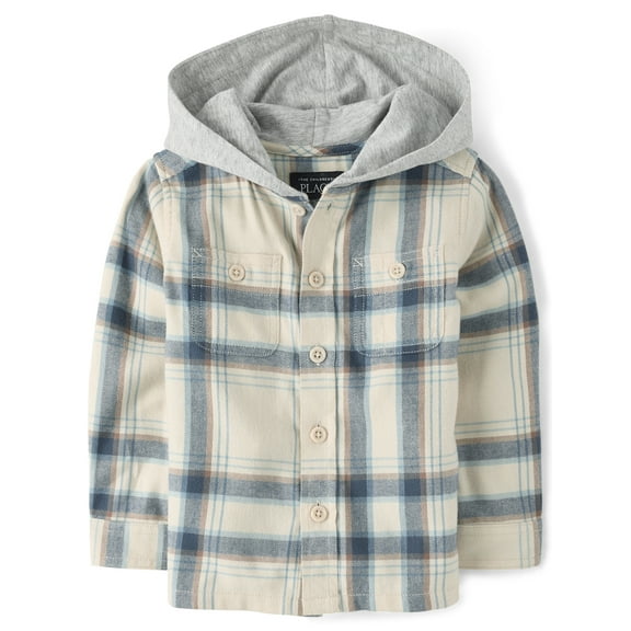 The Children's Place Toddler Boys Long Sleeve Plaid Hoodie, Sizes 6M-5T