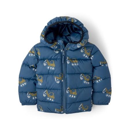 The Children's Place Toddler Boys Long Sleeve Print Hooded Puffer Jacket, Sizes 12M-5T