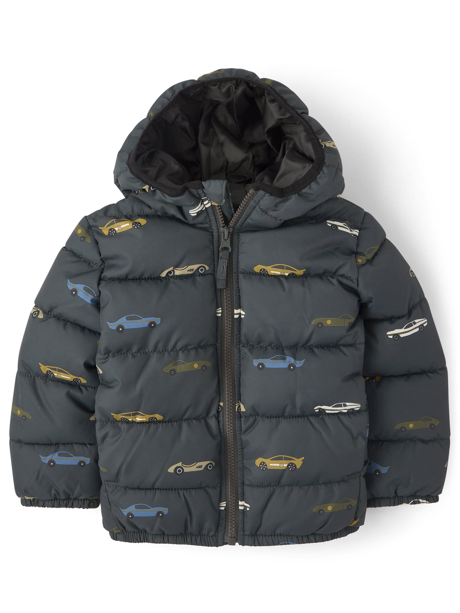 Toddler Boys Long Sleeve Print Hooded Puffer Jacket, Sizes 12M-5T