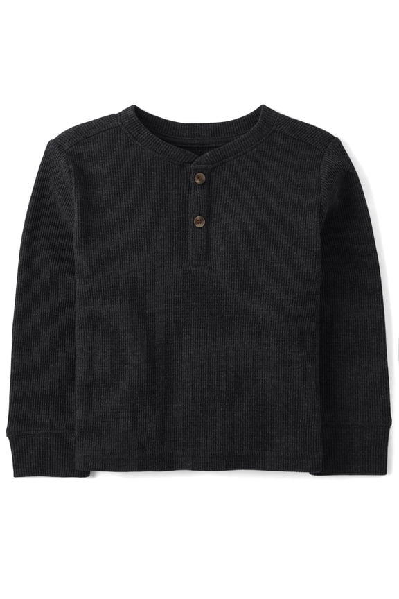 Toddler Boys Long Sleeve Thermal Henley Top, Sizes 6M-5T