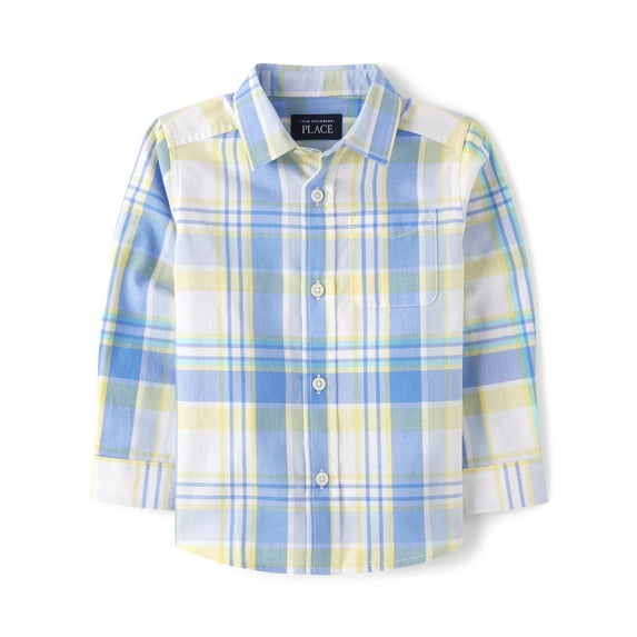 The Children's Place Toddler Boys Long Sleeve Woven Button Up Shirt, Sizes 2T-5T