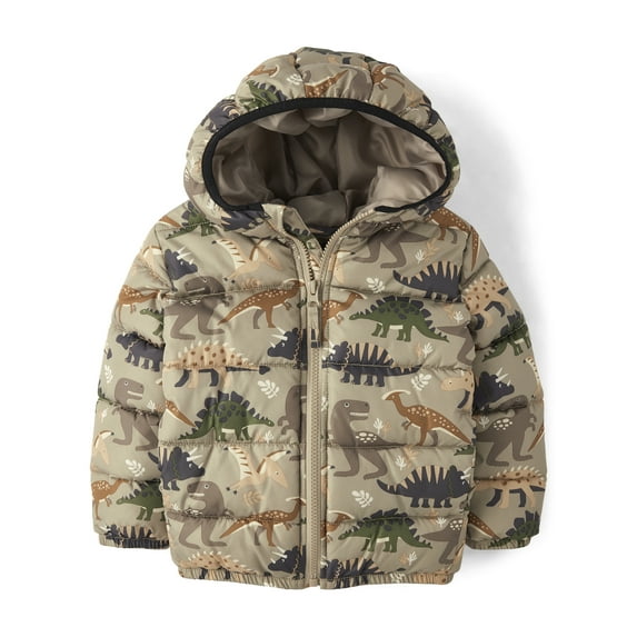 The Children's Place Toddler Boys Printed Hooded Zip-Up Puffer Jacket, Sizes 12M-5T