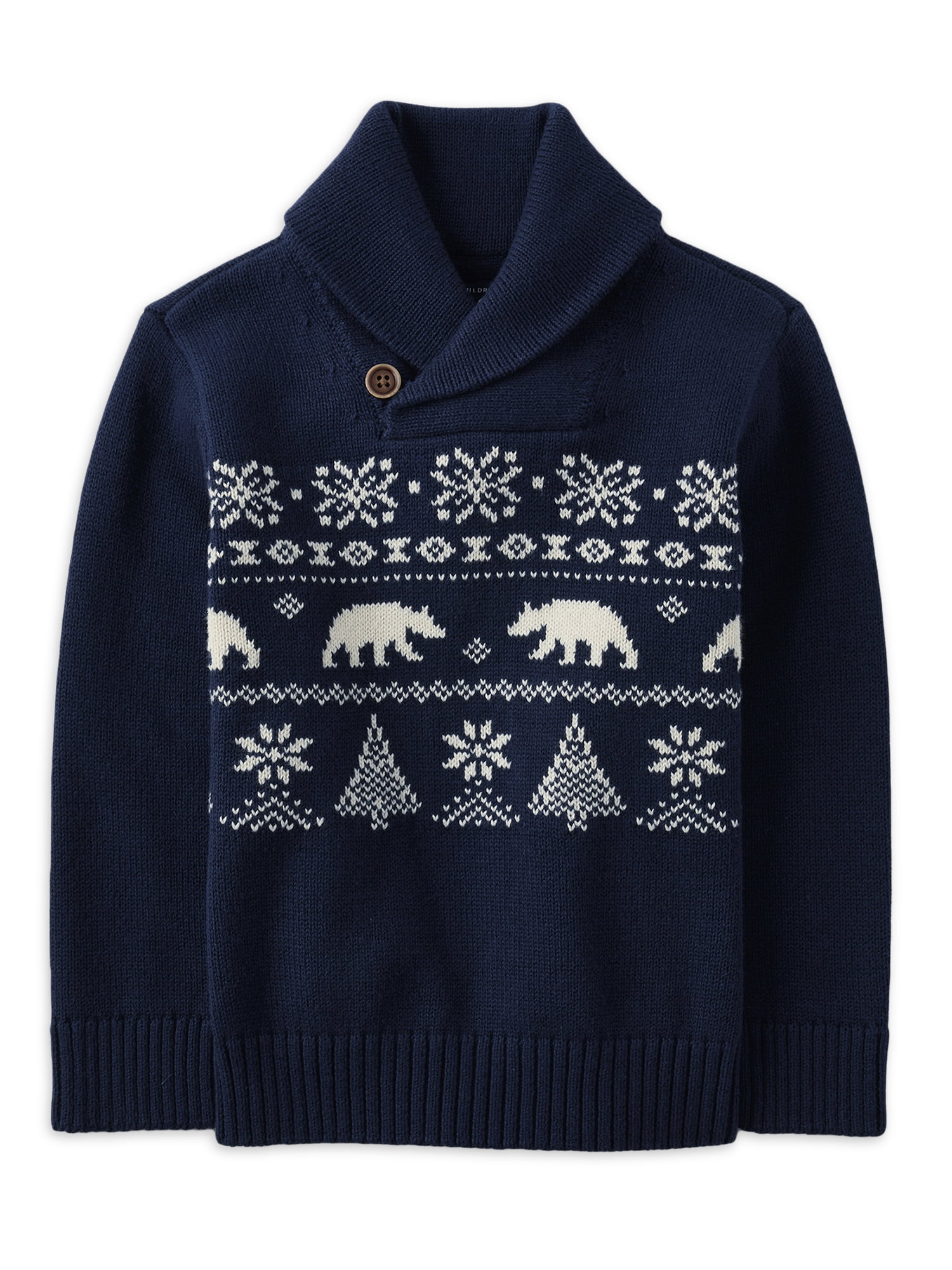 The Children's Place Baby Toddler Shawl Sweater Fairisle Print