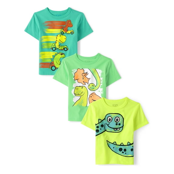 The Children's Place Toddler Boys Short Sleeve Graphic T-Shirts, 3-Pack, Sizes 12M-5T