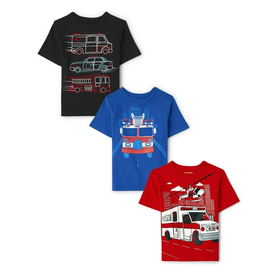 The Children's Place Toddler Boys Short Sleeve Graphic T-Shirts, 3-Pack, Sizes 12M-5T