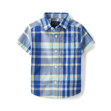 The Children's Place Toddler Boys Short Sleeve Plaid Button Up Shirt, Sizes 2T-5T